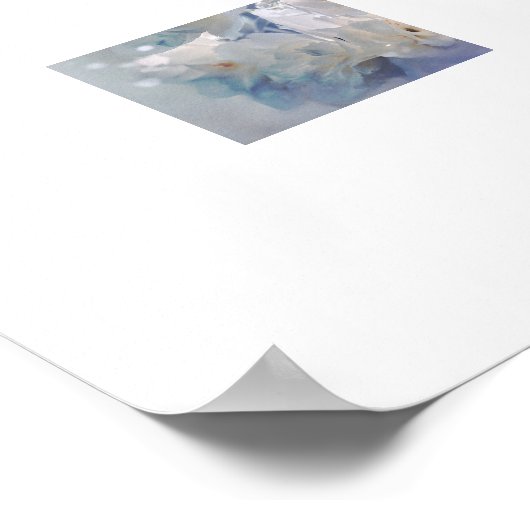 ハミングバードホワイトフラワーズウォーター色プリント引用文 ポスター (角)