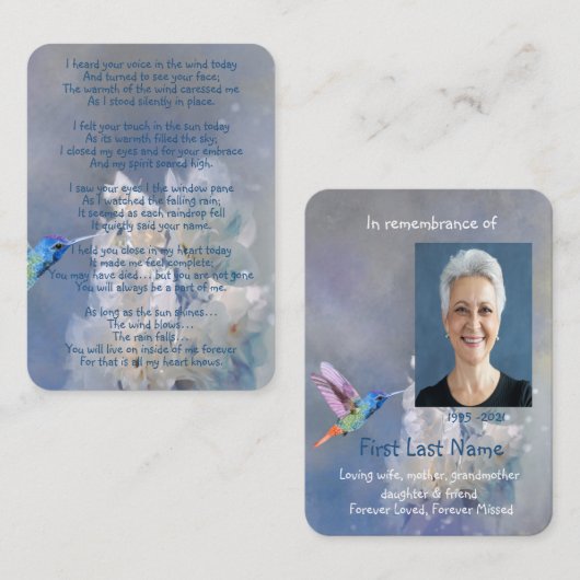 ハミングバードホワイトフラワーメモリアル 名刺 (正面/裏面)