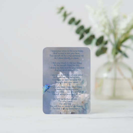 ハミングバードホワイトフラワーメモリアル 名刺 (スタンド正面)