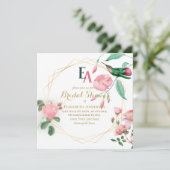 ハミングバードミントグリーンピンク金ゴールドブライダルシャワー 招待状 (スタンド正面)