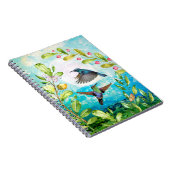 ハミングバードモーニングサンライズウォーターカラー自然アート ノートブック (右側)