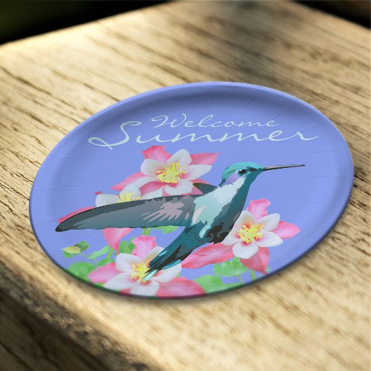 ハミングバードラベンダーピンクオダマキ（植物）花夏 ペーパープレート