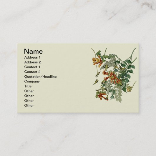 ハミングバードルビースロートオードボン 名刺 (正面)