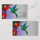ハミングバードレッドハイビスカスティール(緑がかった色)ブルーパープル 名刺 (正面/裏面)