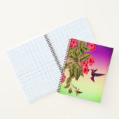 ハミングバードレッドフラワーグラデーション背景 ノートブック (内部)