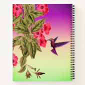 ハミングバードレッドフラワーグラデーション背景 ノートブック (裏面)
