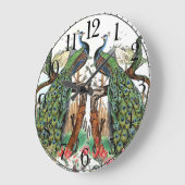 ハミングバードワイルドライフアニマルフラワーウォールクロック ラージ壁時計 (傾斜)