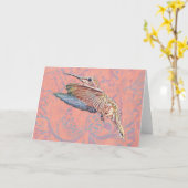 ハミングバードヴィンテージスタイルアートノートカード カード (黄色い花)