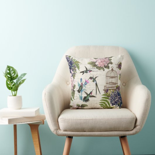 ハミングバードヴィンテージバーケージフローラ装飾用クッション クッション (椅子)