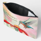 ハミングバード付きの可愛いメイクアップジッパーポーチ アクセサリーポーチ (見開き)