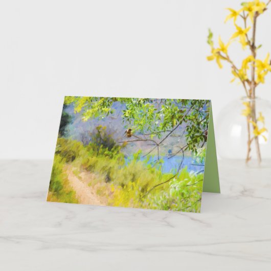 ハミングバード付きグリーティングカード カード (黄色い花)