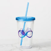 ハミングバード付きネオンインフィニティ白熱［赤熱］光を放つシンボル アクリルタンブラー (裏面)