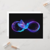 ハミングバード付きネオンインフィニティ白熱［赤熱］光を放つシンボル カード (正面/裏面インサイチュ)