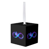 ハミングバード付きネオンインフィニティ白熱［赤熱］光を放つシンボル キューブオーナメント (裏面アングル)