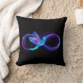 ハミングバード付きネオンインフィニティ白熱［赤熱］光を放つシンボル クッション (ブランケット)