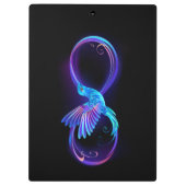 ハミングバード付きネオンインフィニティ白熱［赤熱］光を放つシンボル クリップボード (裏面)