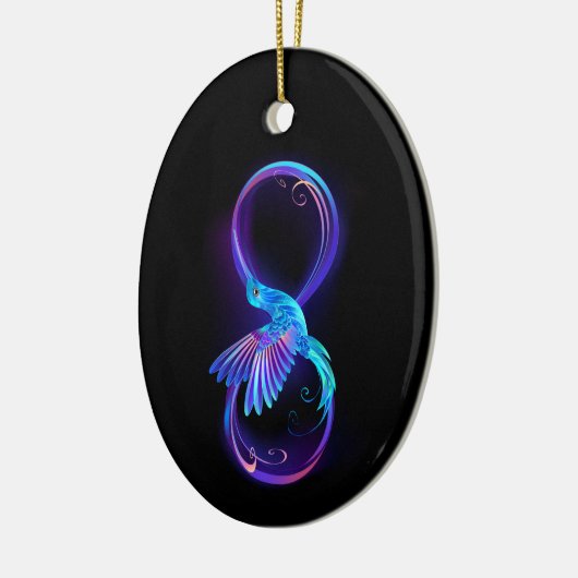 ハミングバード付きネオンインフィニティ白熱［赤熱］光を放つシンボル セラミックオーナメント (左)