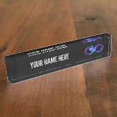 ハミングバード付きネオンインフィニティ白熱［赤熱］光を放つシンボル デスクネームプレート (側面)