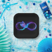 ハミングバード付きネオンインフィニティ白熱［赤熱］光を放つシンボル ペーパープレート (パーティー)