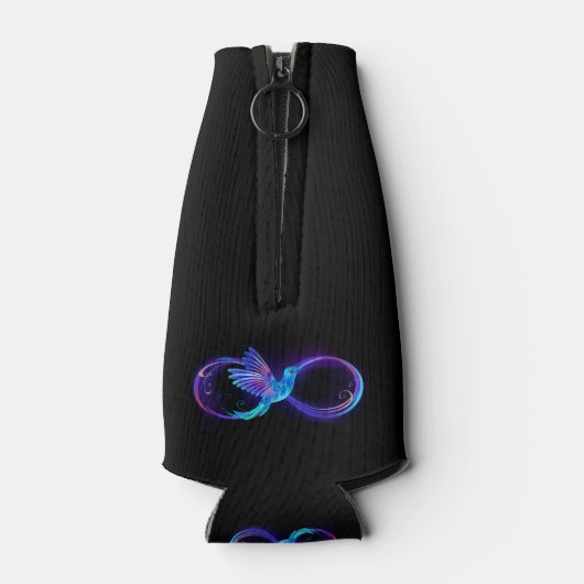 ハミングバード付きネオンインフィニティ白熱［赤熱］光を放つシンボル ボトルクーラー (裏面)