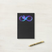 ハミングバード付きネオンインフィニティ白熱［赤熱］光を放つシンボル ポストイット (デスク上)