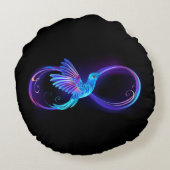 ハミングバード付きネオンインフィニティ白熱［赤熱］光を放つシンボル ラウンドクッション (裏面)