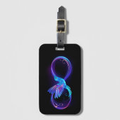 ハミングバード付きネオンインフィニティ白熱［赤熱］光を放つシンボル ラゲッジタグ (正面縦)