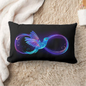 ハミングバード付きネオンインフィニティ白熱［赤熱］光を放つシンボル ランバークッション (ブランケット)