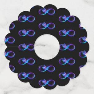 ハミングバード付きネオンインフィニティ白熱［赤熱］光を放つシンボル ワイングラスタグ