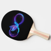 ハミングバード付きネオンインフィニティ白熱［赤熱］光を放つシンボル 卓球ラケット (横)