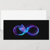 ハミングバード付きネオンインフィニティ白熱［赤熱］光を放つシンボル 招待状 (正面/裏面)