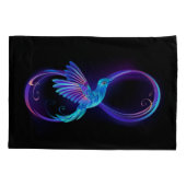 ハミングバード付きネオンインフィニティ白熱［赤熱］光を放つシンボル 枕カバー (裏面-左)