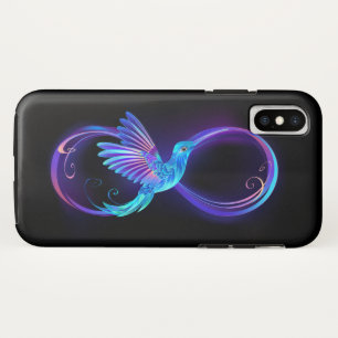 ハミングバード付きネオンインフィニティ白熱［赤熱］光を放つシンボル iPhone X ケース