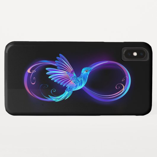 ハミングバード付きネオンインフィニティ白熱［赤熱］光を放つシンボル Case-Mate iPhoneケース (裏面(横))
