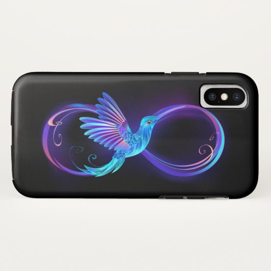 ハミングバード付きネオンインフィニティ白熱［赤熱］光を放つシンボル Case-Mate iPhoneケース (裏面(横))