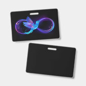 ハミングバード付きネオン無限白熱［赤熱］光を放つシンボル バッジ (表裏)