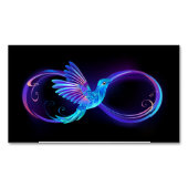 ハミングバード付きネオン無限白熱［赤熱］光を放つシンボル マグネット名刺 (正面)