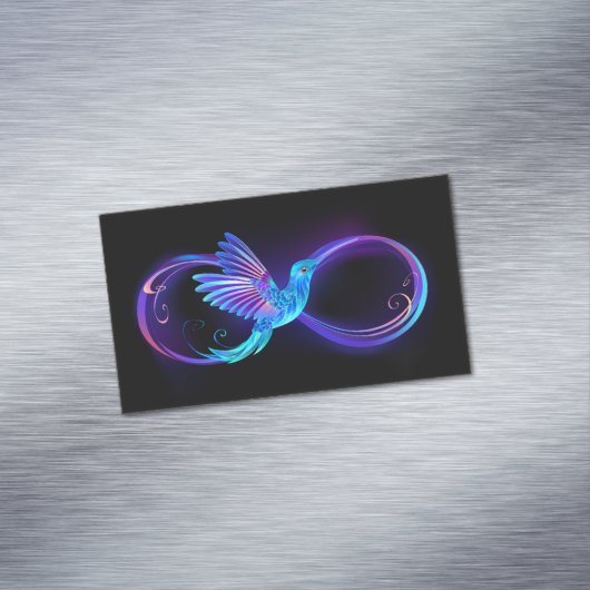 ハミングバード付きネオン無限白熱［赤熱］光を放つシンボル マグネット名刺 (インサイチュ)