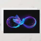 ハミングバード付きネオン無限白熱［赤熱］光を放つシンボル 便箋 (正面/裏面)