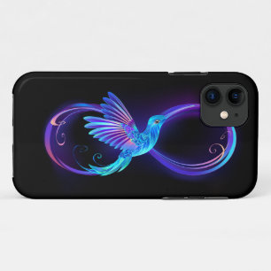 ハミングバード付きネオン無限白熱［赤熱］光を放つシンボル iPhone 11 ケース