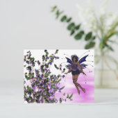 ハミングバード付きパープルフェアリー葉書2 ポストカード (スタンド正面)