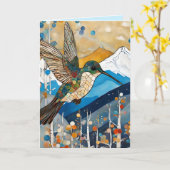 ハミングバード勇気付けられる カード (黄色い花)