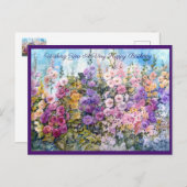 ハミングバード天国Hollyhockはがきグリーティング ポストカード (正面/裏面)