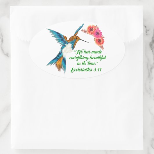 ハミングバード引用文 楕円形シール (バッグ)