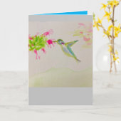 ハミングバード水彩:ハッピーバースデー2025! カード (黄色い花)