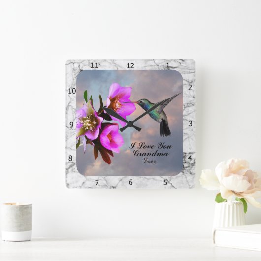 ハミングバード祖母の正方形の壁時計 スクエア壁時計 (ホーム)