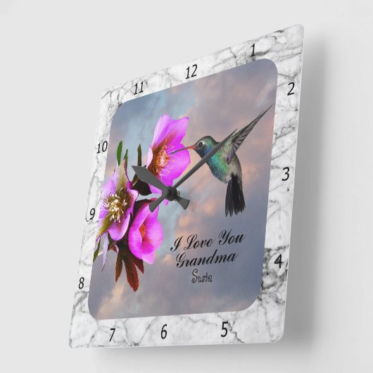 ハミングバード祖母の正方形の壁時計 スクエア壁時計 (傾斜)