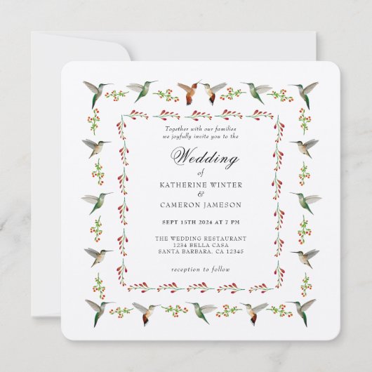 ハミングバード結婚式招待状 (正面)