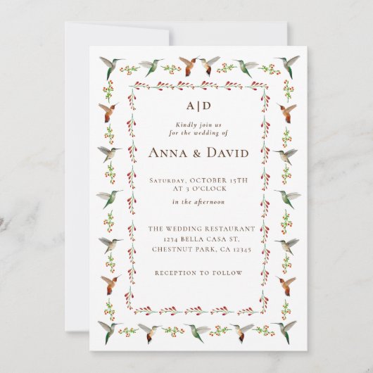 ハミングバード結婚式招待状 案内状 (正面)