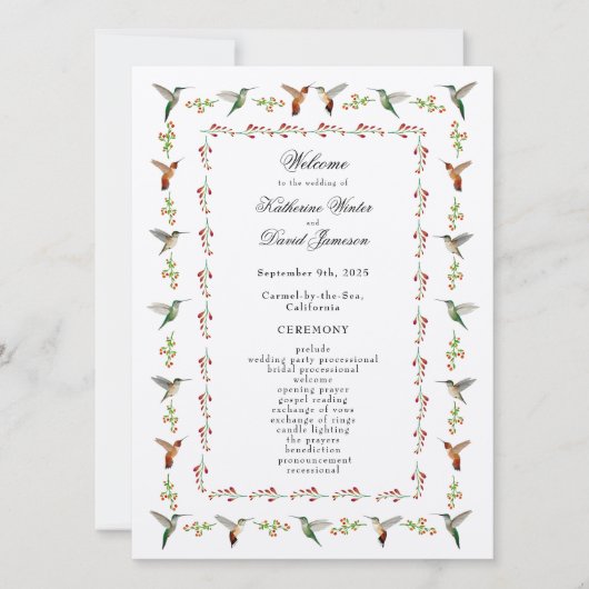 ハミングバード結婚式 プログラム (正面)